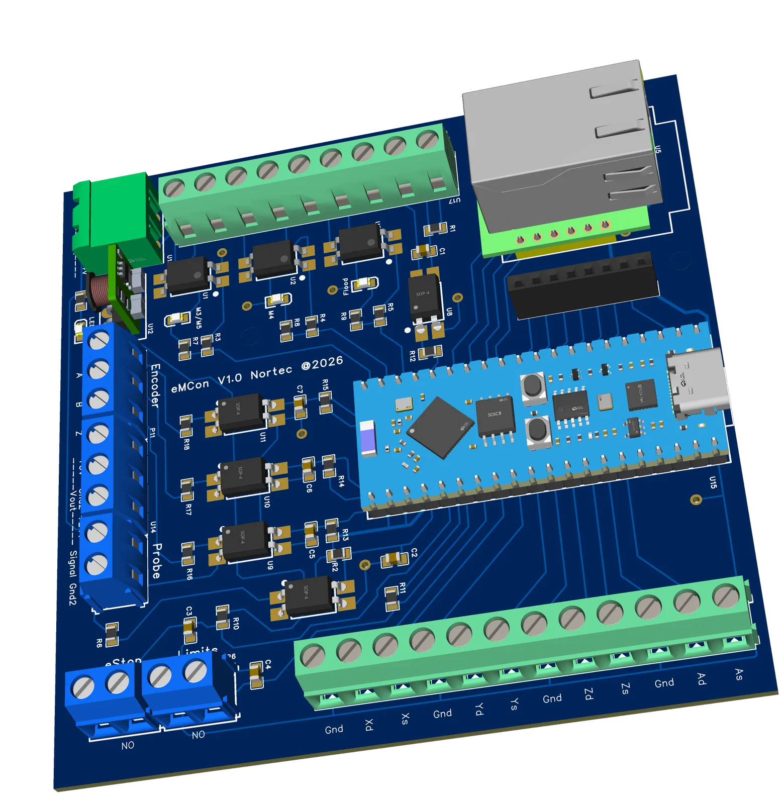 Conectores de ejes, encoder y probe