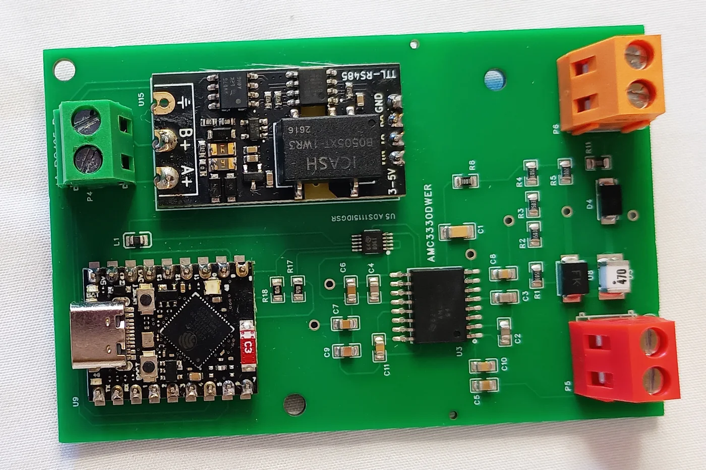 Placa VD — detalle de la medida aislada y el convertidor